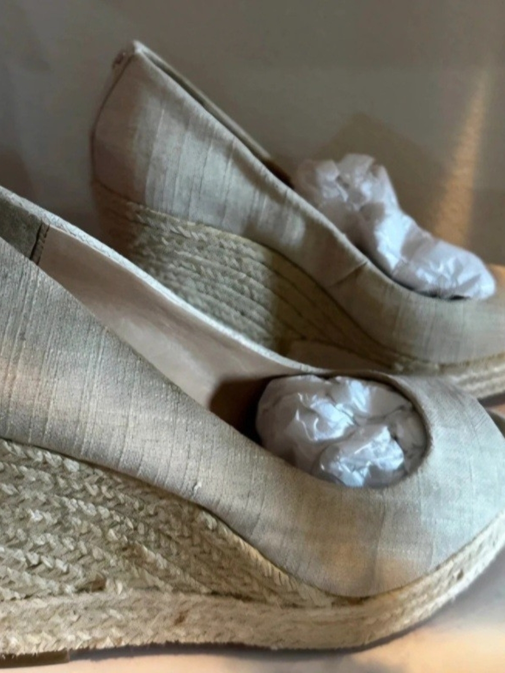Coach Cream Espadrille Wedge Pumps